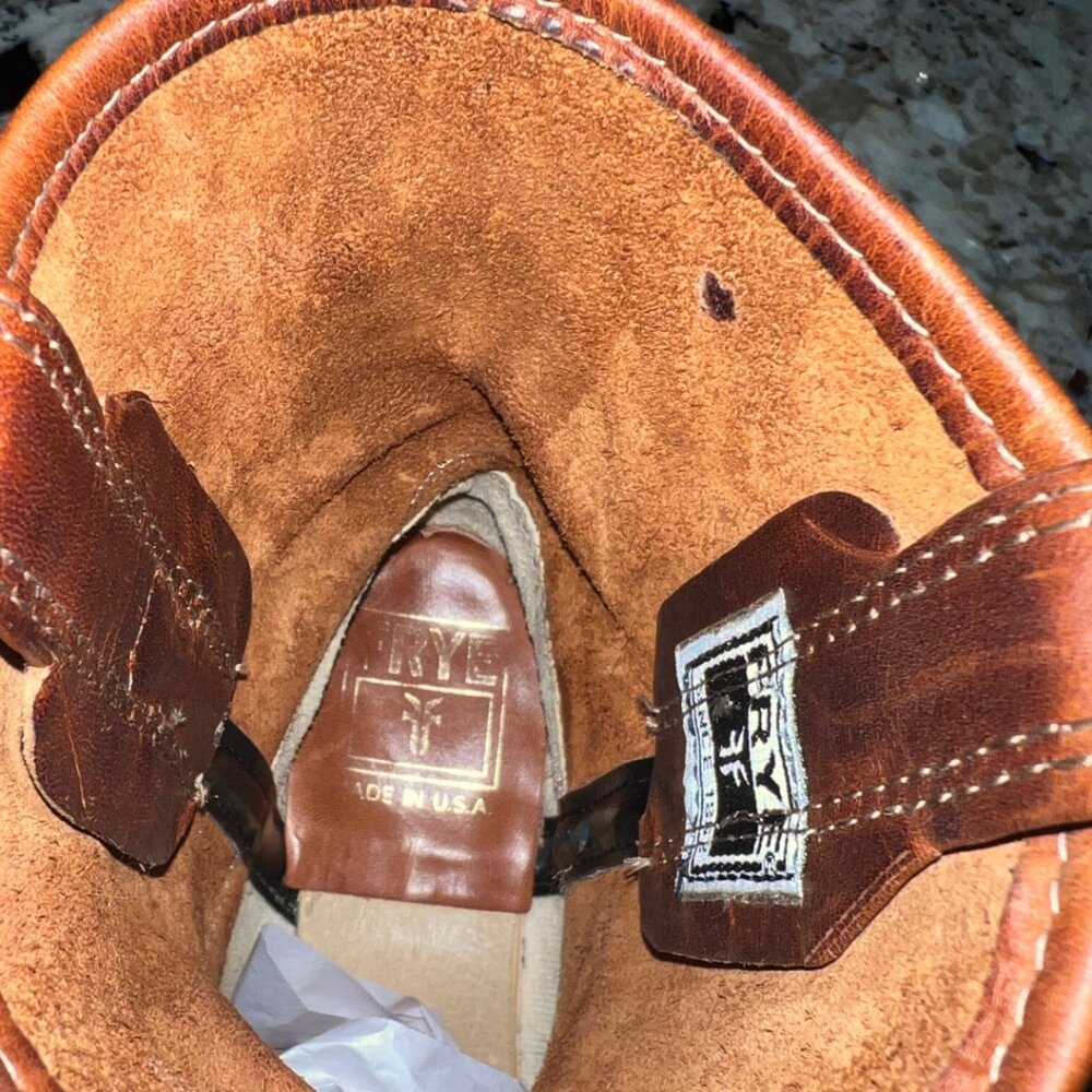 Frye Harness 8R Cognac Leather Boots Size 6M USA Make an Offer - Picture 4 of 10